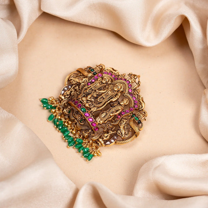 Pure 92.5 Silver, Gold Plated Sita Ram Saaj Pendant