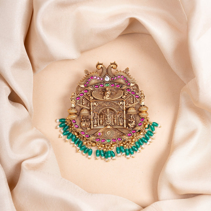 Pure 92.5 Silver, Gold Plated Vaikuntha Dhama Pendant