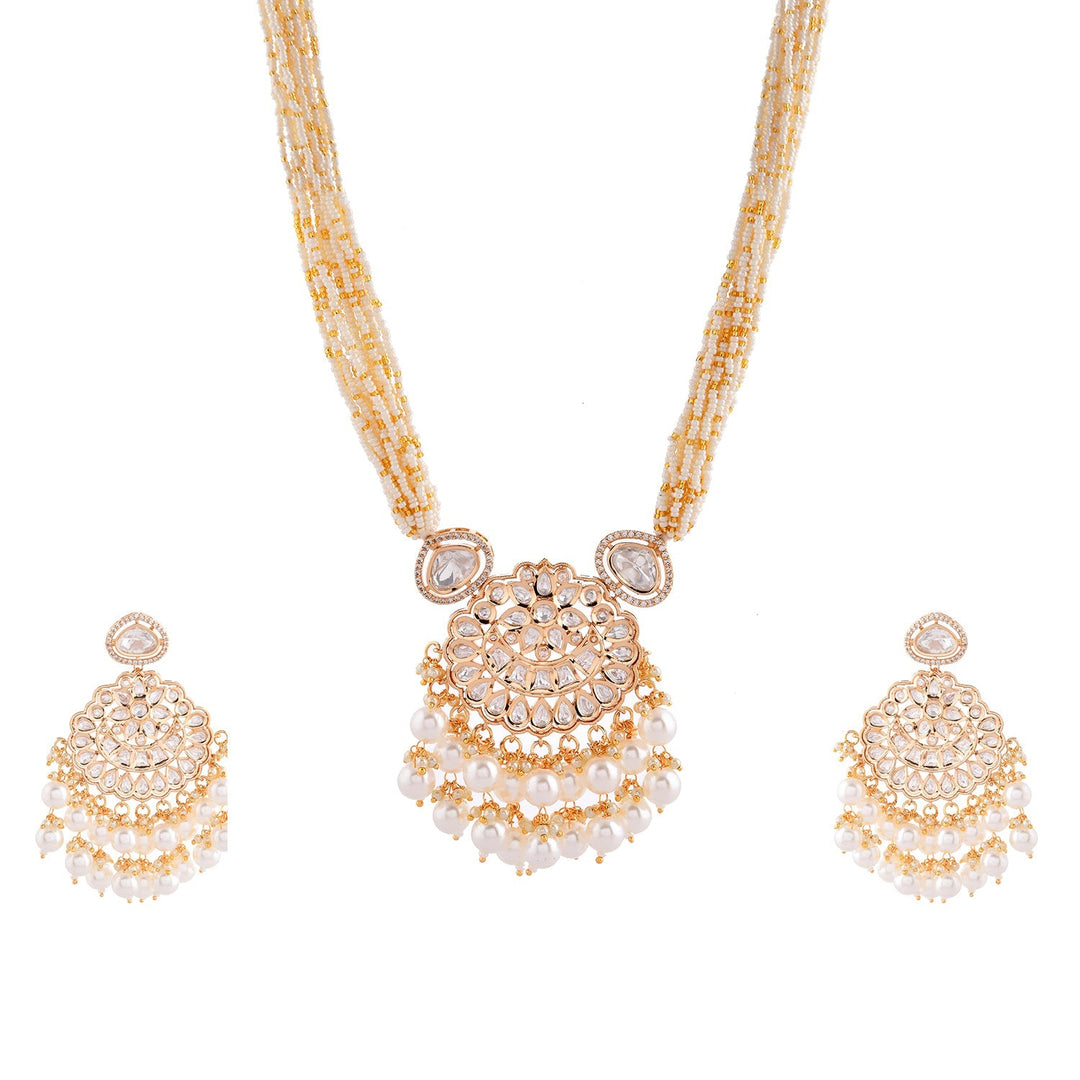 Kundan Elegance Rajwada Haar Necklace Set | SHOBITAM