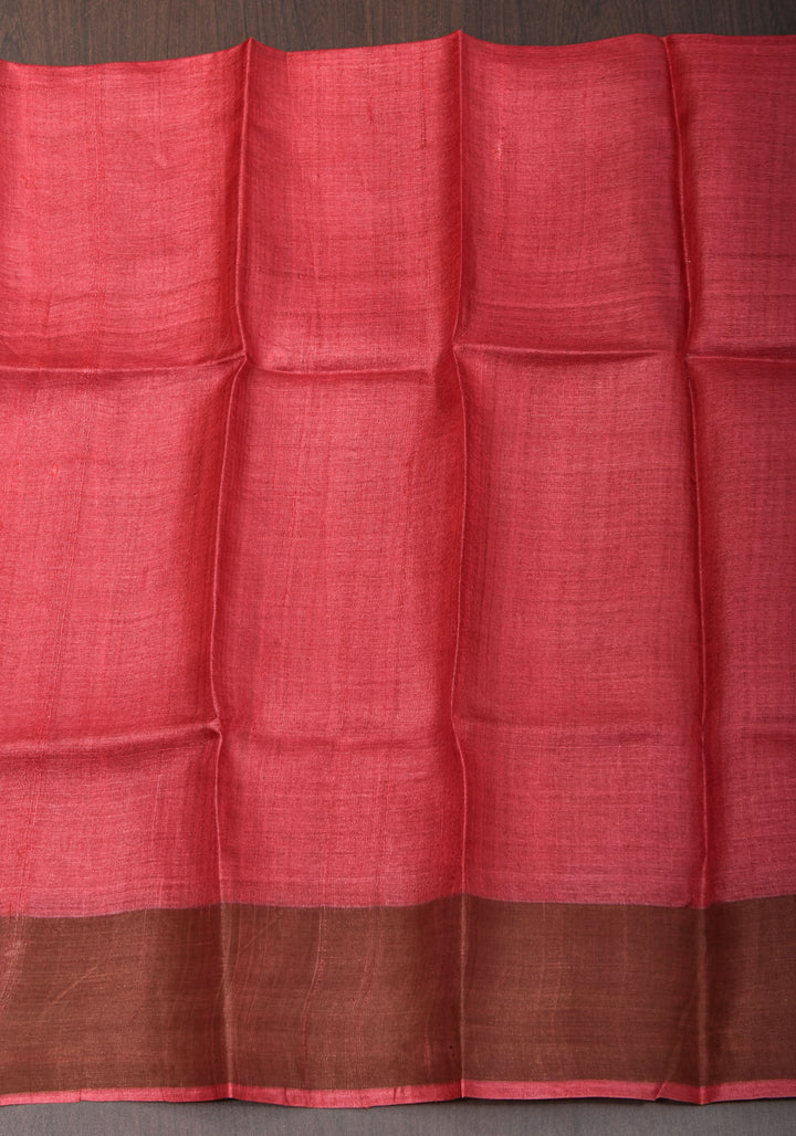 Jari Tussar Lightweight Silk Saree in Black and Maroon with Kalamkari Digital Print  | SILK MARK CERTIFIED