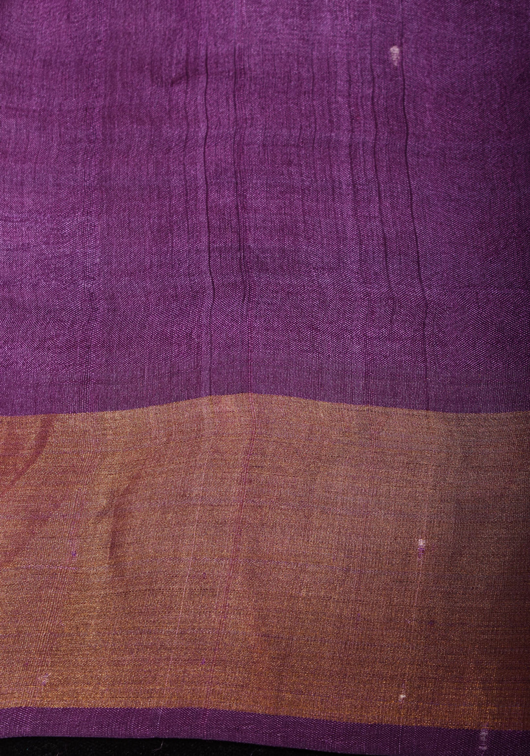 Beige Jari Tussar Silk Saree with Floral and Temple print and Purple Zari Border | SILK MARK CERTIFIED