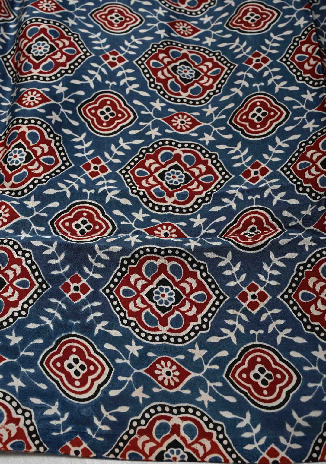 Sand Brown Modal Silk Saree with clamp dye and and Ajrakh Screen Print Pallu