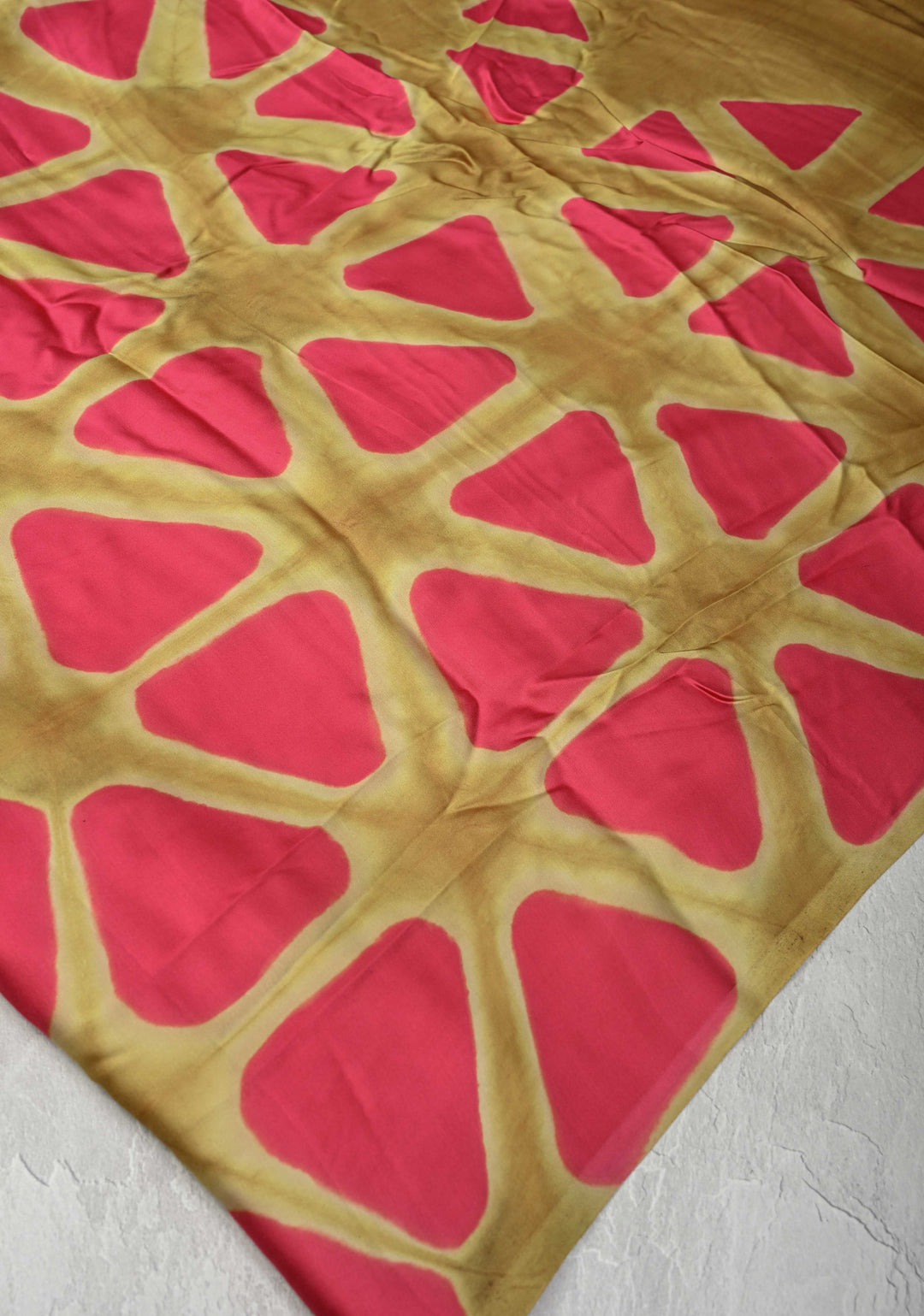 Sand Brown Modal Silk Saree with clamp dye and and Ajrakh Screen Print Pallu