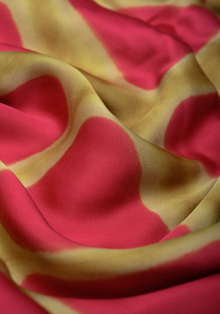 Sand Brown Modal Silk Saree with clamp dye and and Ajrakh Screen Print Pallu