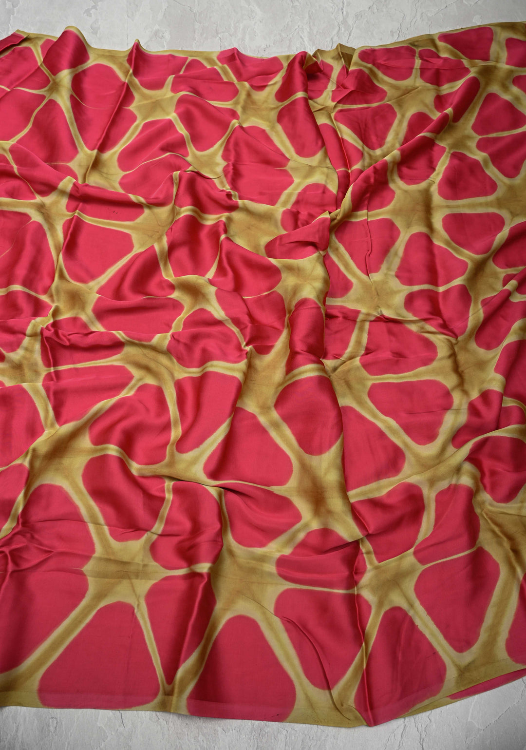 Sand Brown Modal Silk Saree with clamp dye and and Ajrakh Screen Print Pallu