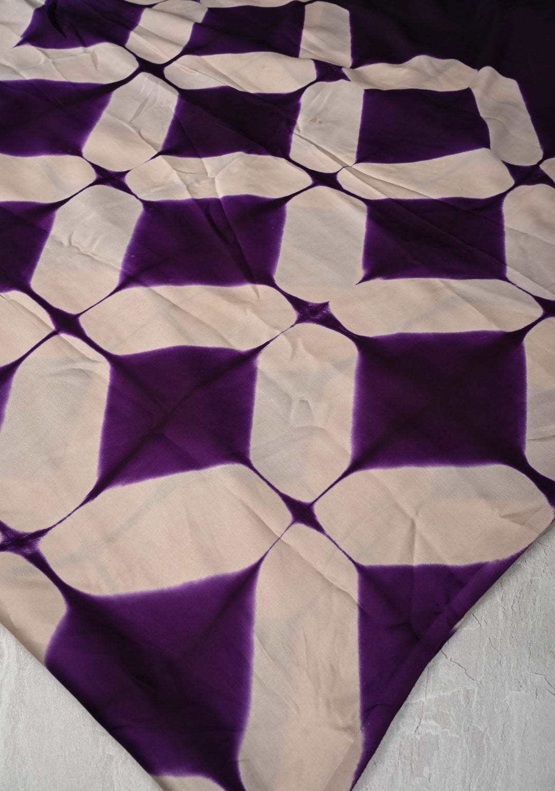 Purple Modal Silk Saree with Clamp Dye and Ajrakh Screen Print Pallu