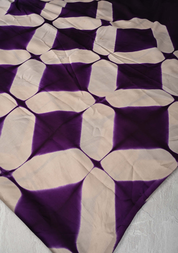 Purple Modal Silk Saree with Clamp Dye and Ajrakh Screen Print Pallu