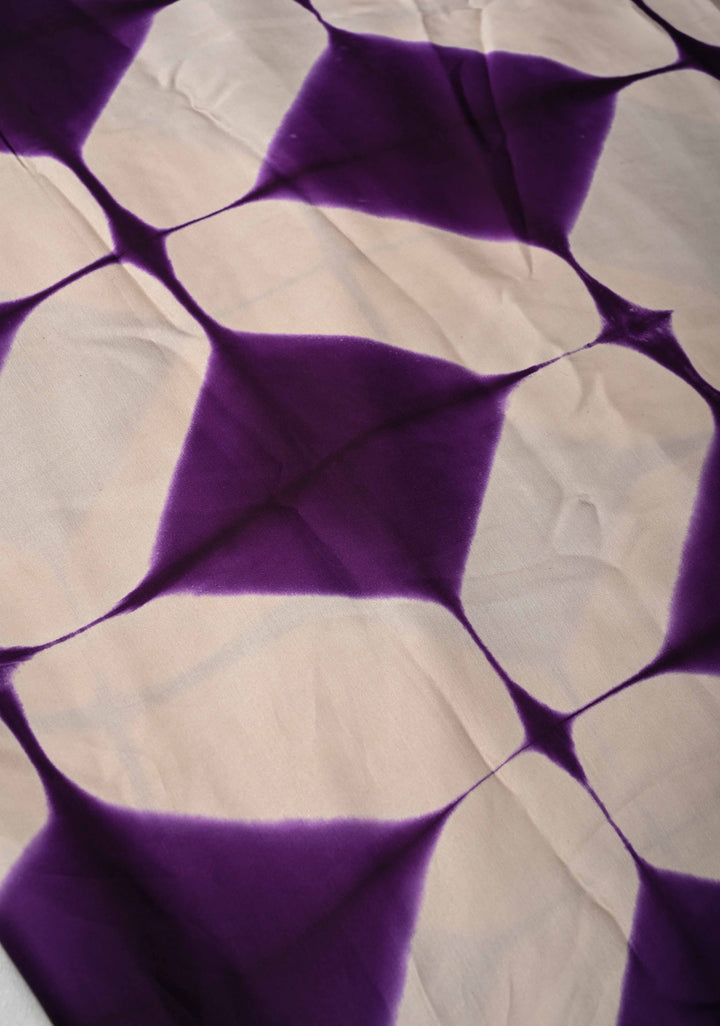 Purple Modal Silk Saree with Clamp Dye and Ajrakh Screen Print Pallu