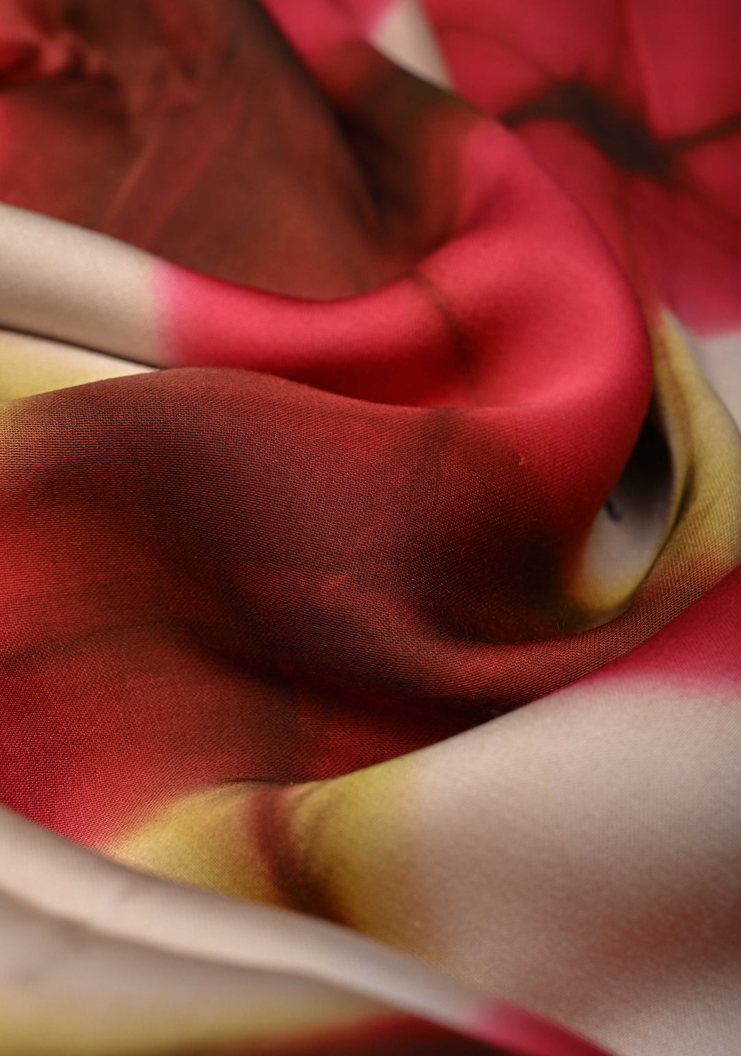 Dark Brown Modal Silk Saree with clamp dye and and Ajrakh Screen Print Pallu