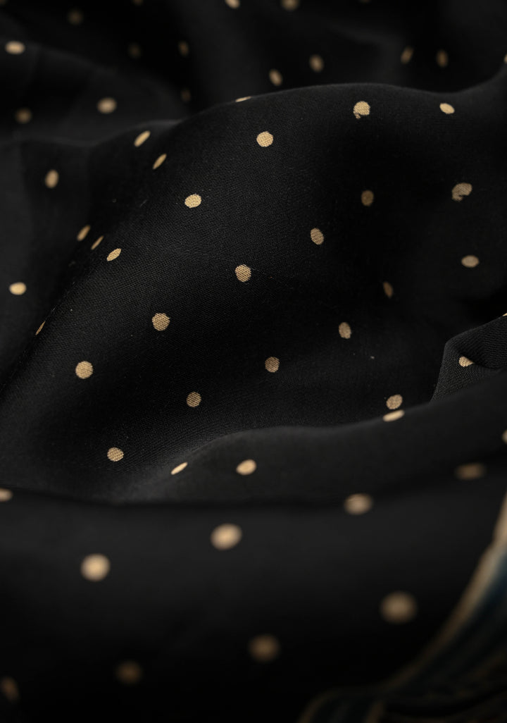 Black Modal Silk Saree with Ajrakh Hand Block Print