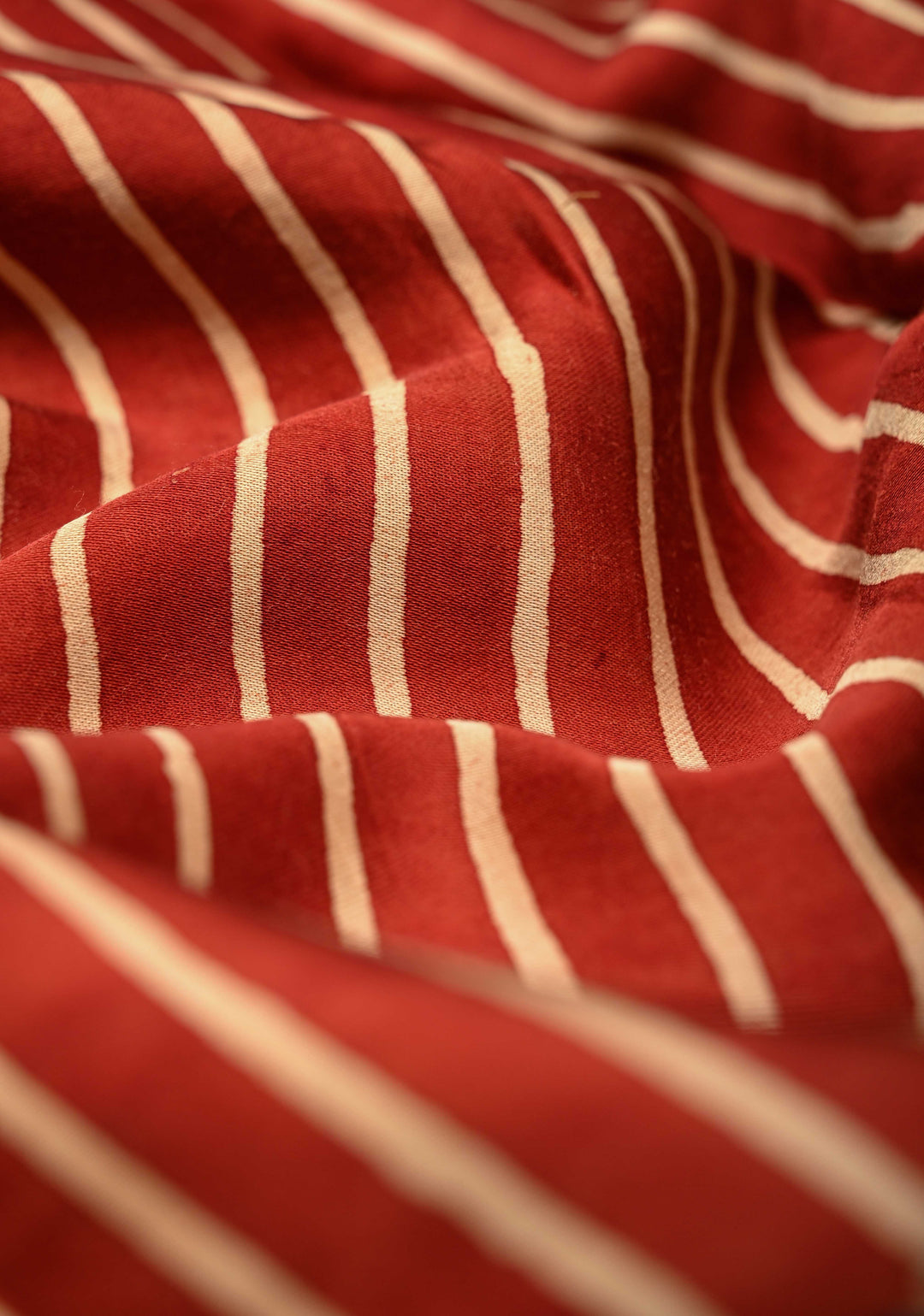 Red Ajrakh Hand Block Print on Modal Silk Saree