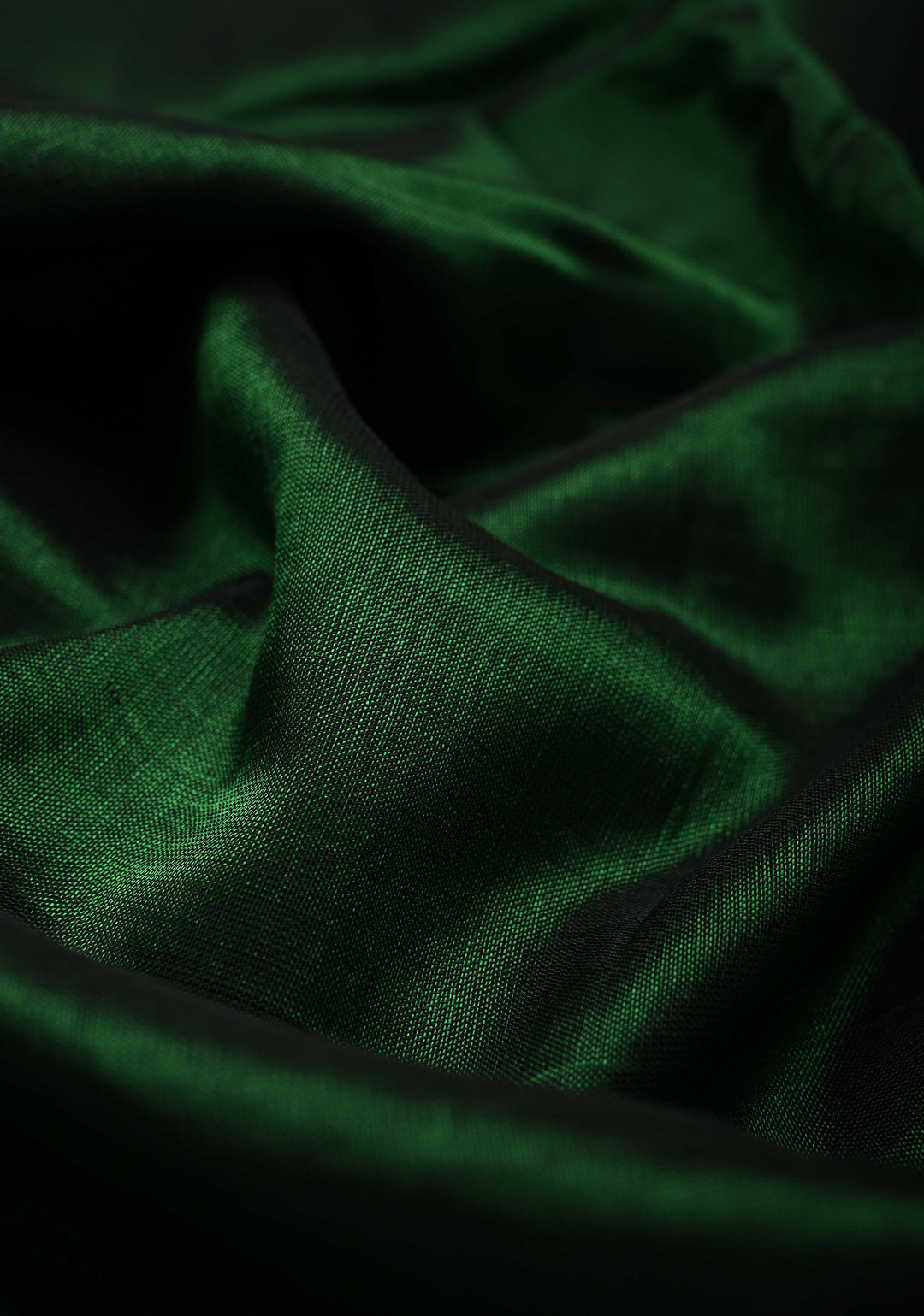 Dark Green Handwoven Mangalagiri Silk Cotton Saree with Wide Silver Zari Border