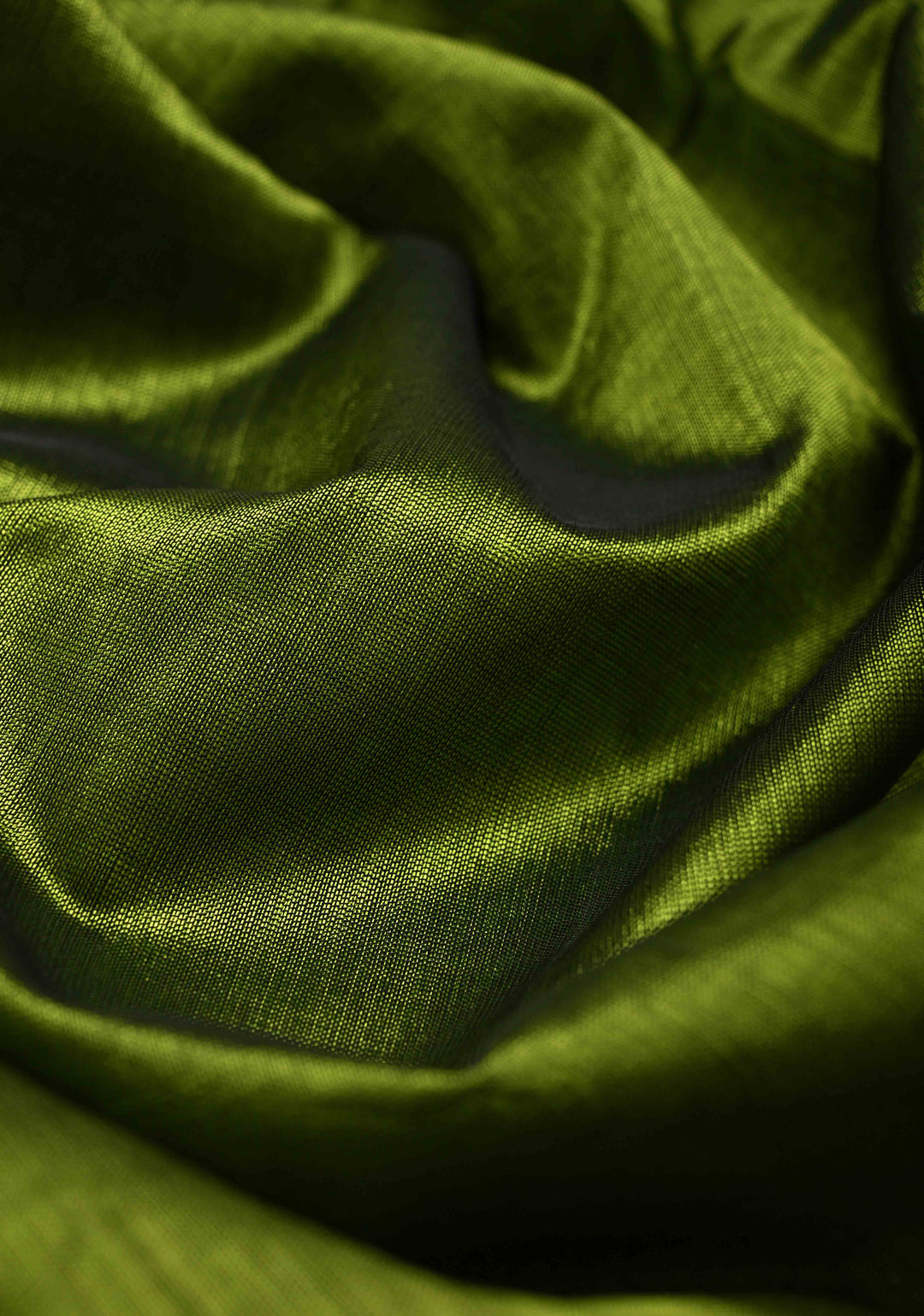 Parrot Green Handwoven Mangalagiri Silk Cotton Saree with Wide Silver Zari Border