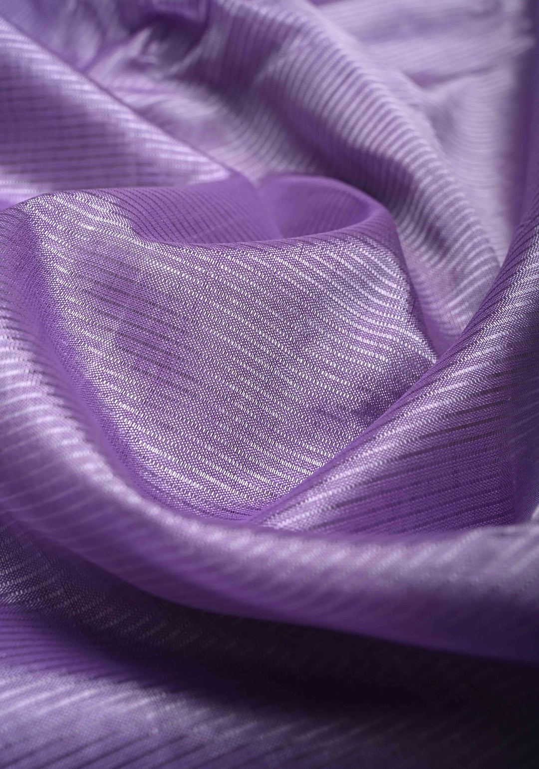 Lavender Handwoven Mangalagiri Silk Cotton Saree with Temple Wide Zari Border