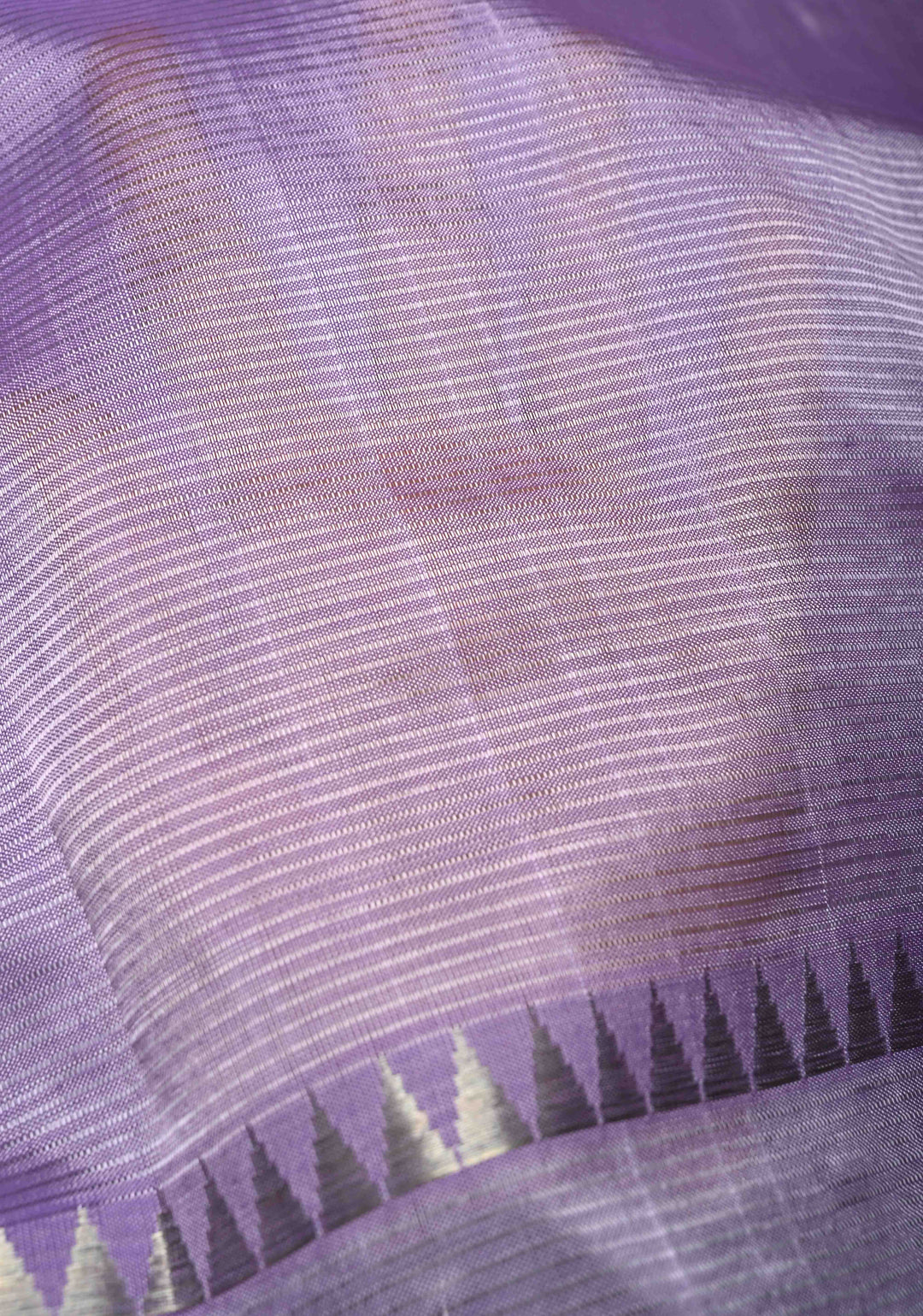 Lavender Handwoven Mangalagiri Silk Cotton Saree with Temple Wide Zari Border