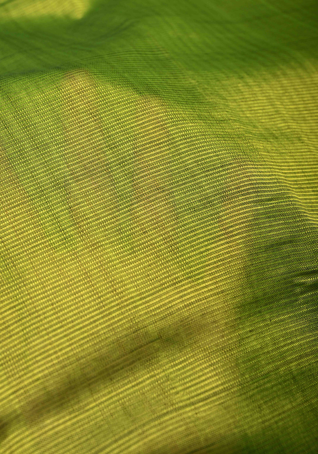 Moss Green Handwoven Mangalagiri Silk Cotton Saree with Temple Wide Zari Border