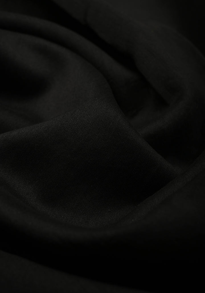 Black Chanderi Silk Cotton Saree with with Mustard hand block print Border | SHOBITAM