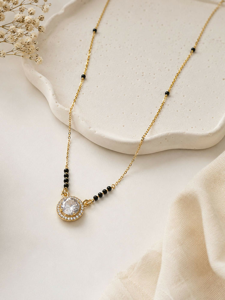 Cz Diamond Wedding Inspired Gold Diamond Mangalsutra | SHOBITAM
