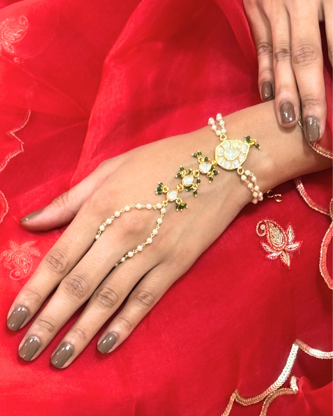Madhumati Hand Harness Bracelet with Ring | SHOBITAM