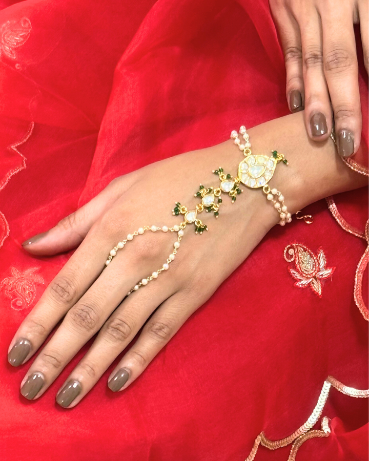 Madhumati Hand Harness Bracelet with Ring | SHOBITAM