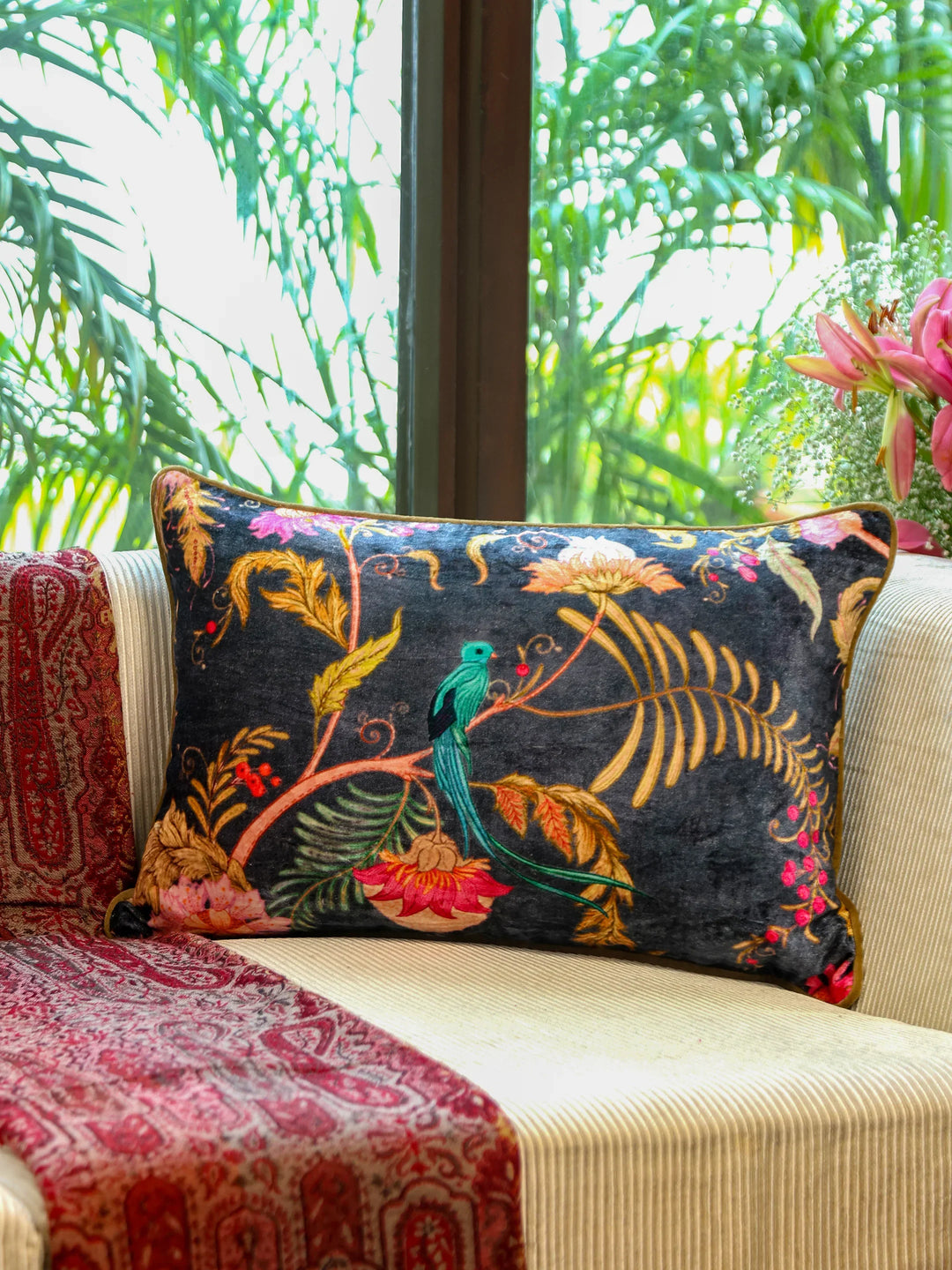 Digital Jungle Printed - Cotton Viscose Cushion Cover