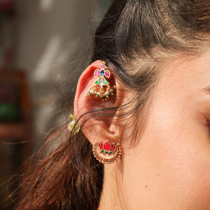 Royal Polki Floral Ear Cuff | SHOBITAM