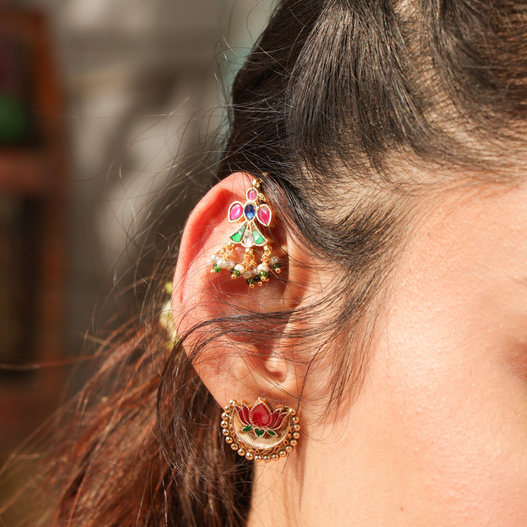 Royal Polki Floral Ear Cuff | SHOBITAM