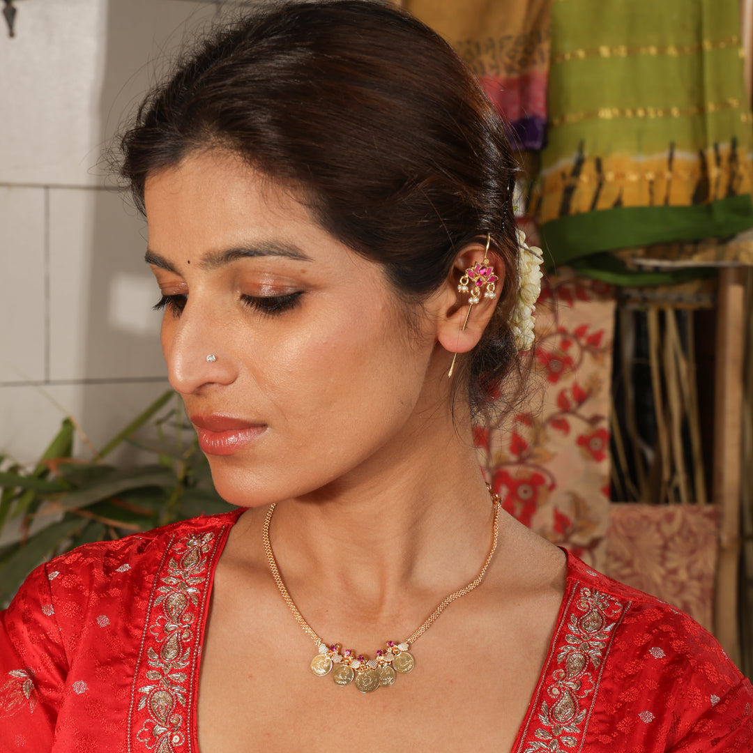 Ruby Lotus Pearl Ear Cuff | SHOBITAM