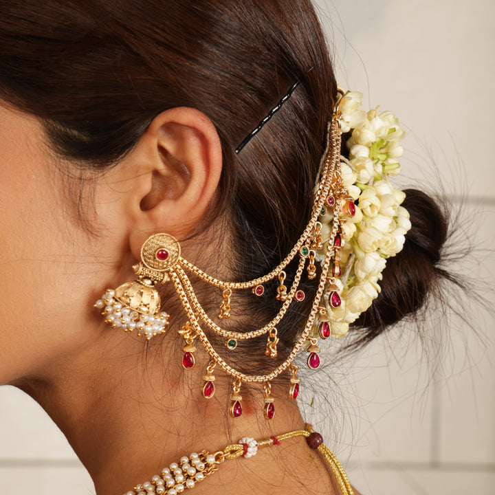 Royal Ruby Ear Chain | SHOBITAM