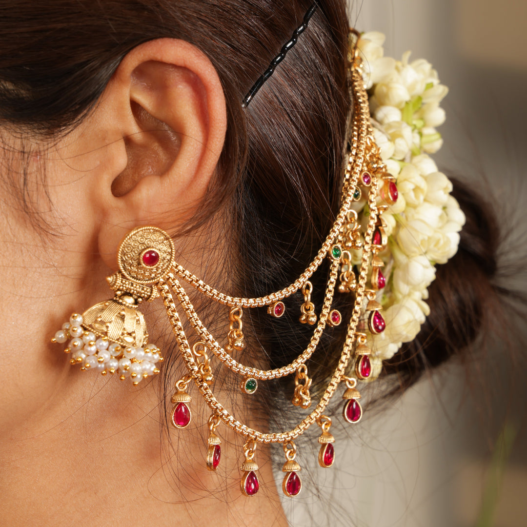 Royal Ruby Ear Chain | SHOBITAM