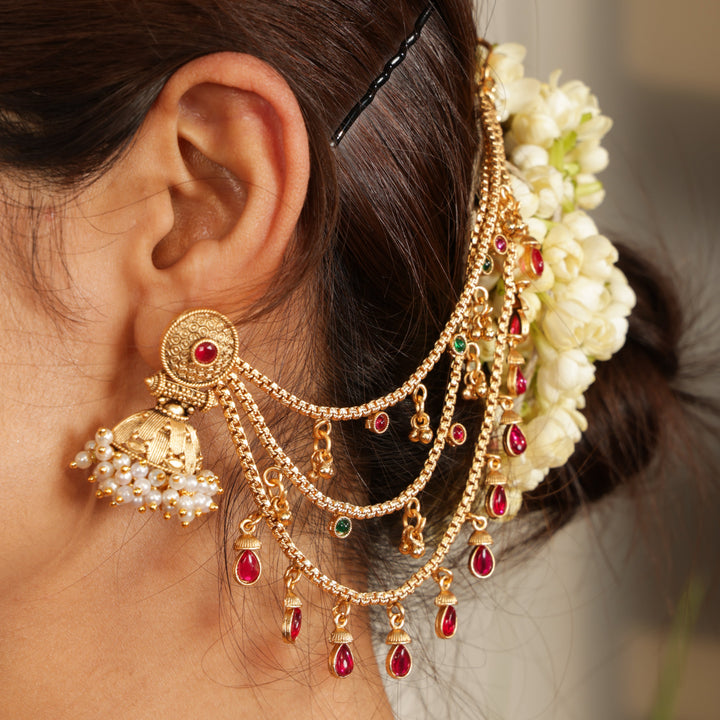 Royal Ruby Ear Chain | SHOBITAM