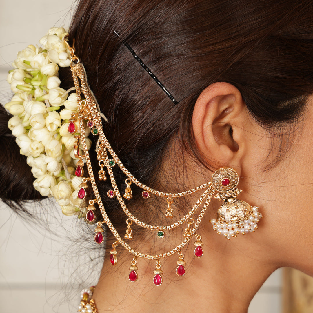 Royal Ruby Ear Chain | SHOBITAM