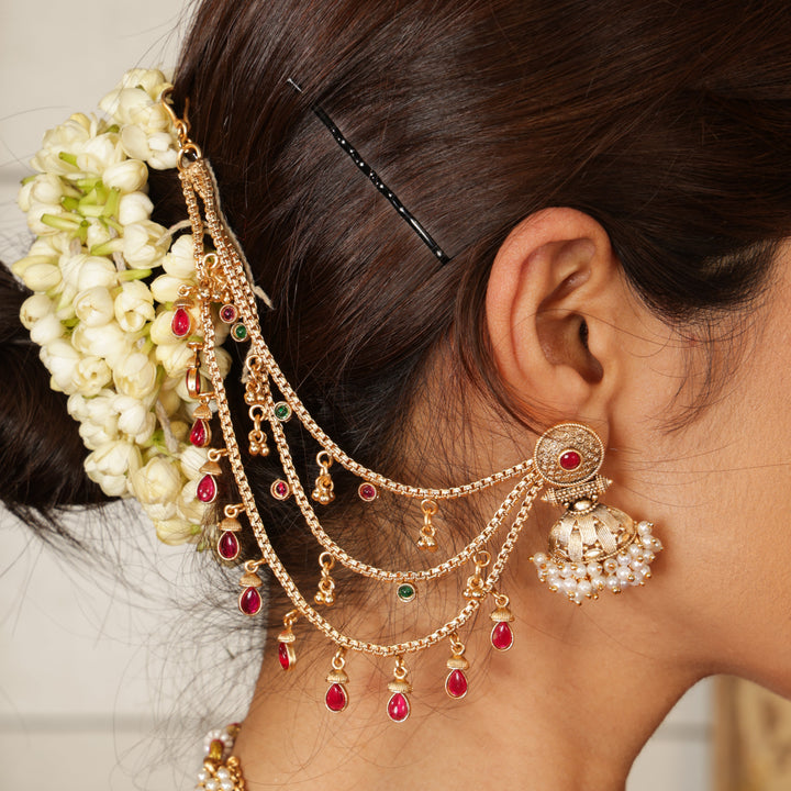 Royal Ruby Ear Chain | SHOBITAM