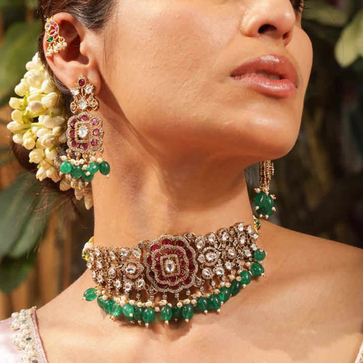 Shringara Shahi Gulnaar Choker Necklace Set | SHOBITAM