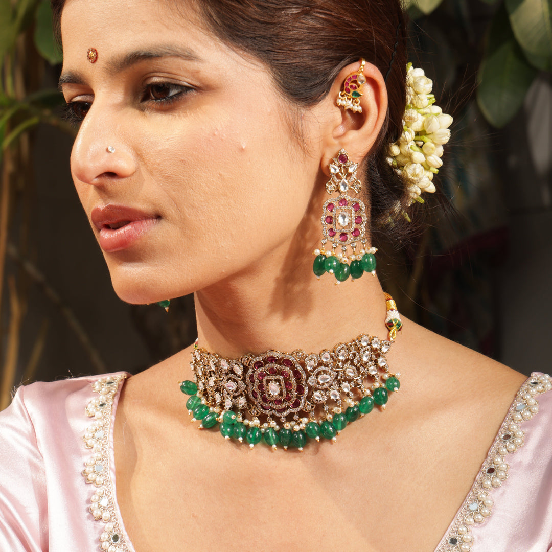 Shringara Shahi Gulnaar Choker Necklace Set | SHOBITAM