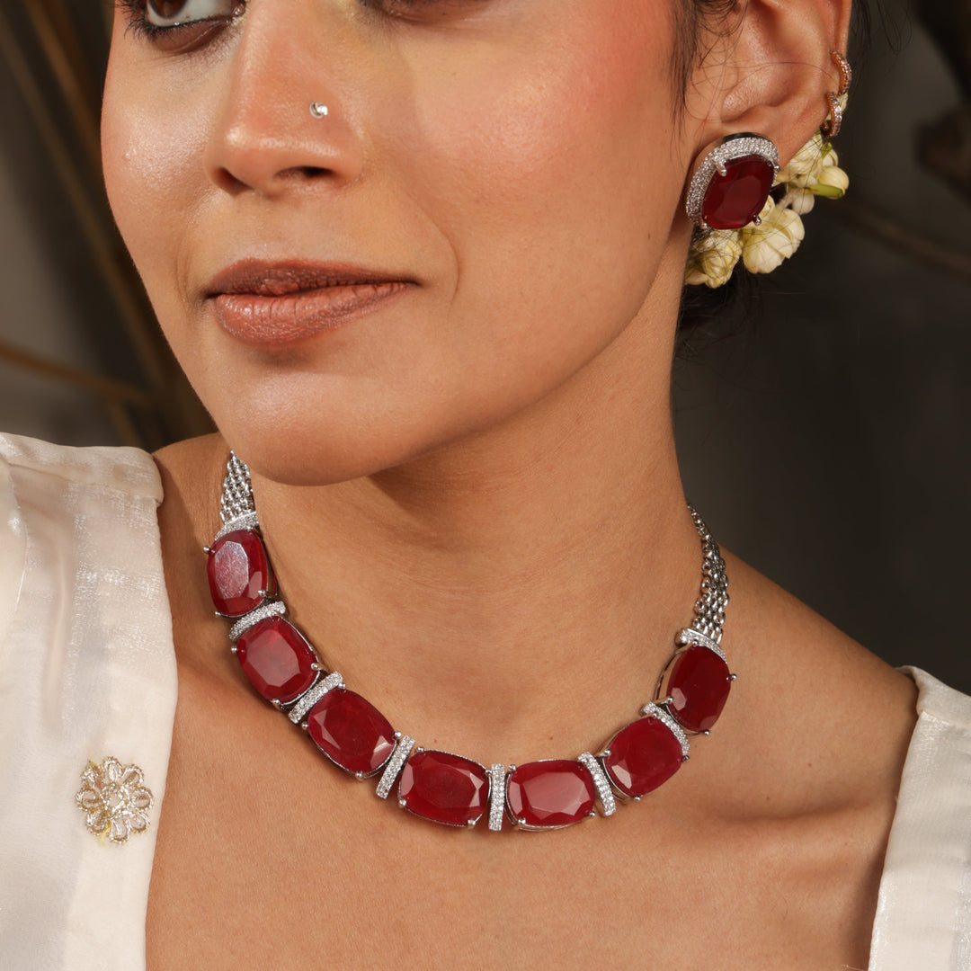 Sera Emerald Royale Statement Necklace Set | SHOBITAM