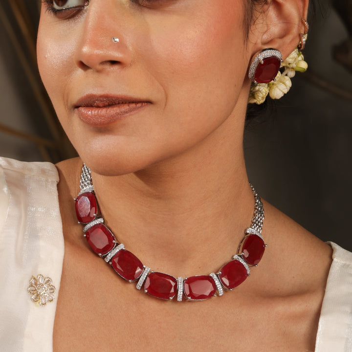 Sera Emerald Royale Statement Necklace Set | SHOBITAM