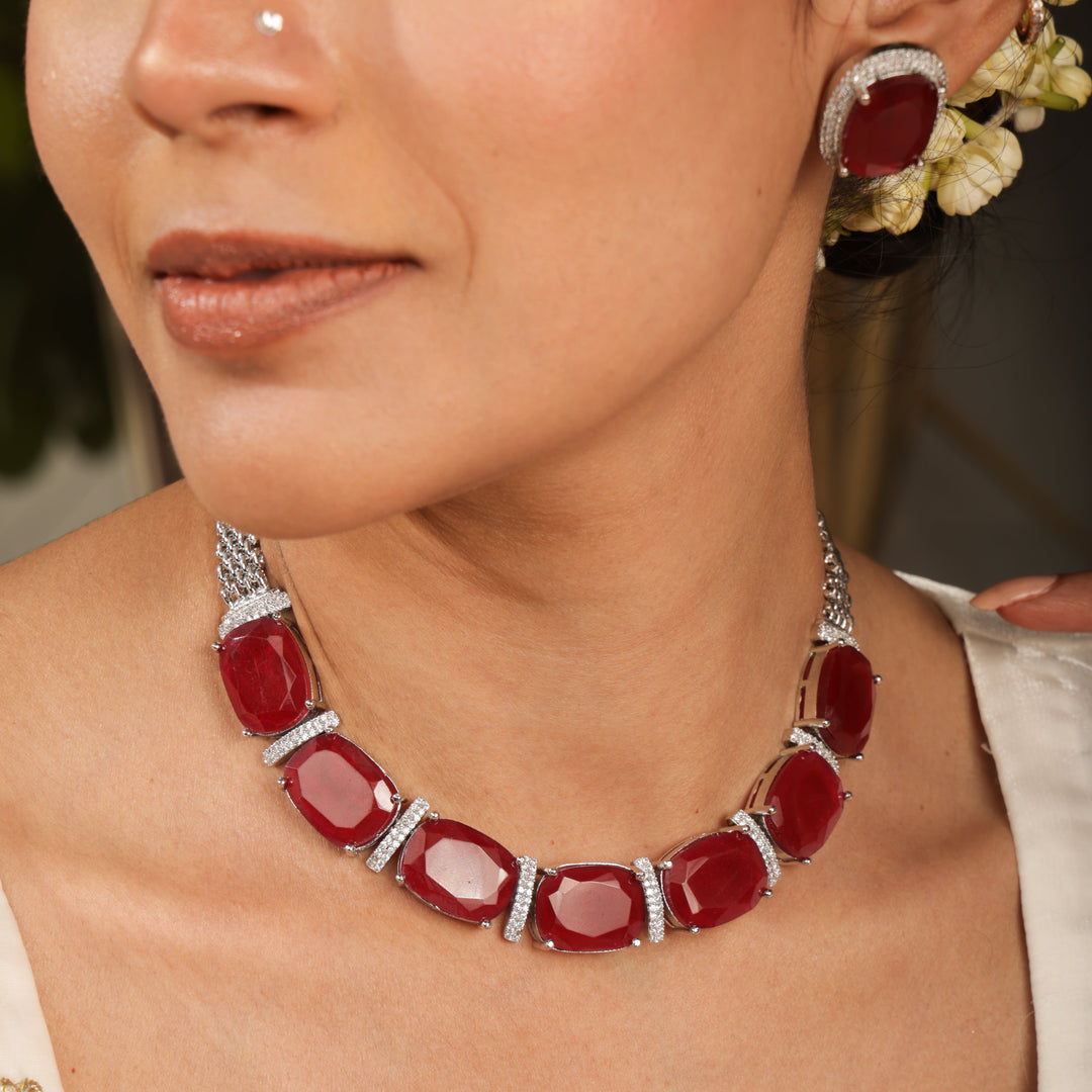 Sera Emerald Royale Statement Necklace Set | SHOBITAM