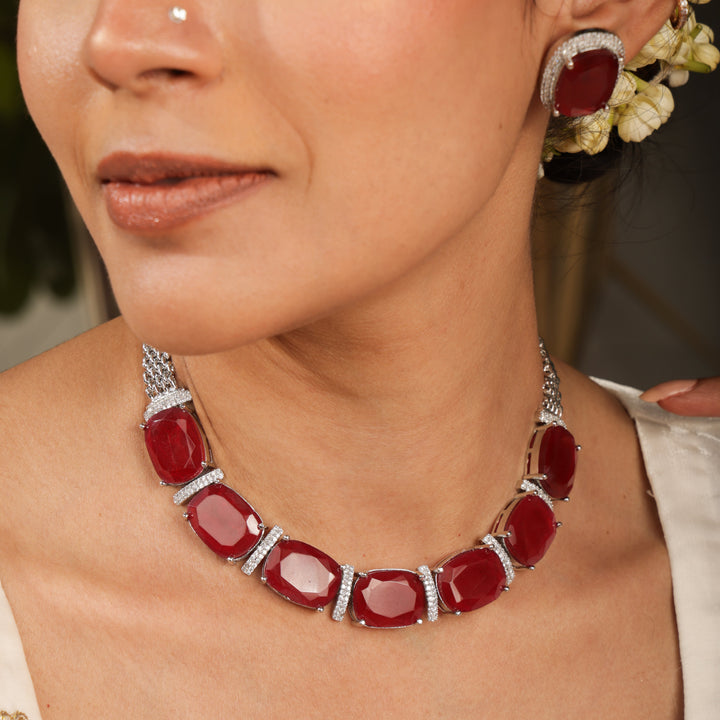 Sera Emerald Royale Statement Necklace Set | SHOBITAM