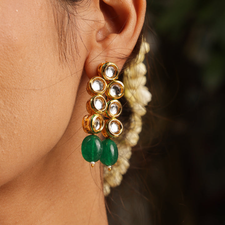 Aira Rajwada Pearl & Emerald Layered Necklace Set | SHOBITAM