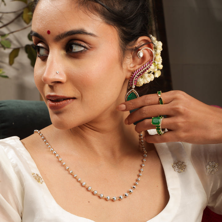 Zian Dual Tone Sparkle Bead Necklace | SHOBITAM