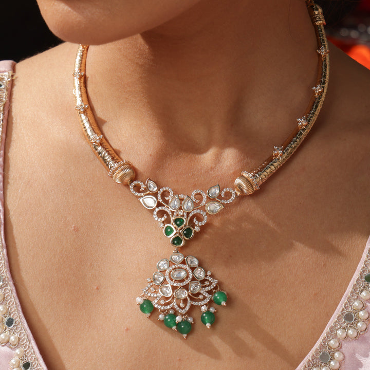 Noorvati Green Stone Necklace Set | SHOBITAM