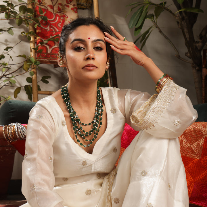 Iraaya Emerald Bead Multi-Layer Necklace | SHOBITAM