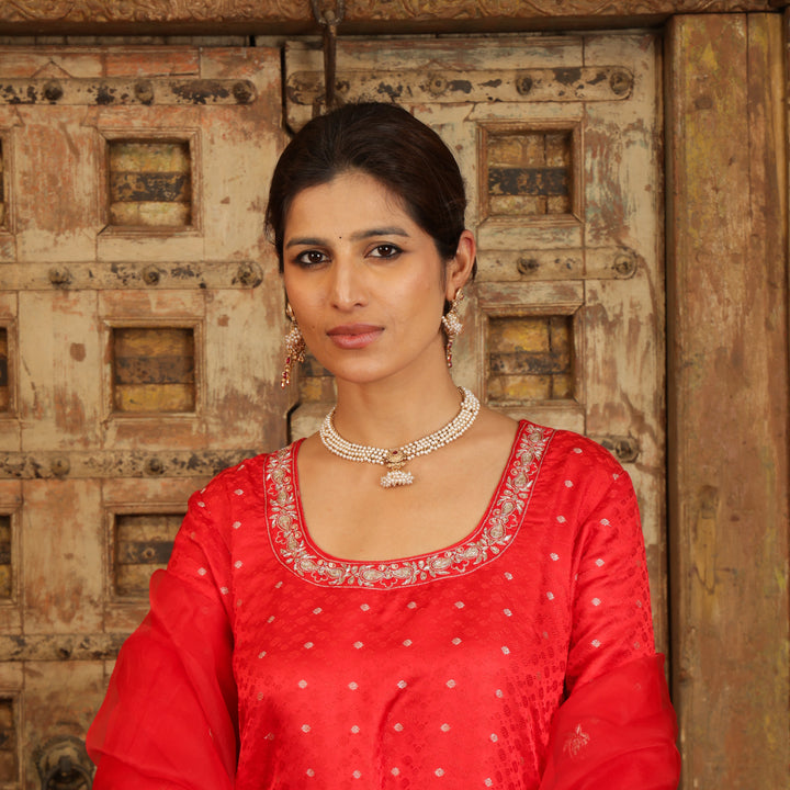 Moonara Royal Pearl Kundan Necklace Set | SHOBITAM