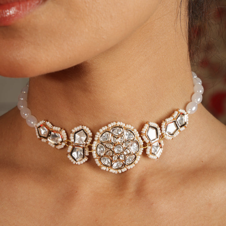 Lumi Pearl Radiance Kundan Necklace Set | SHOBITAM