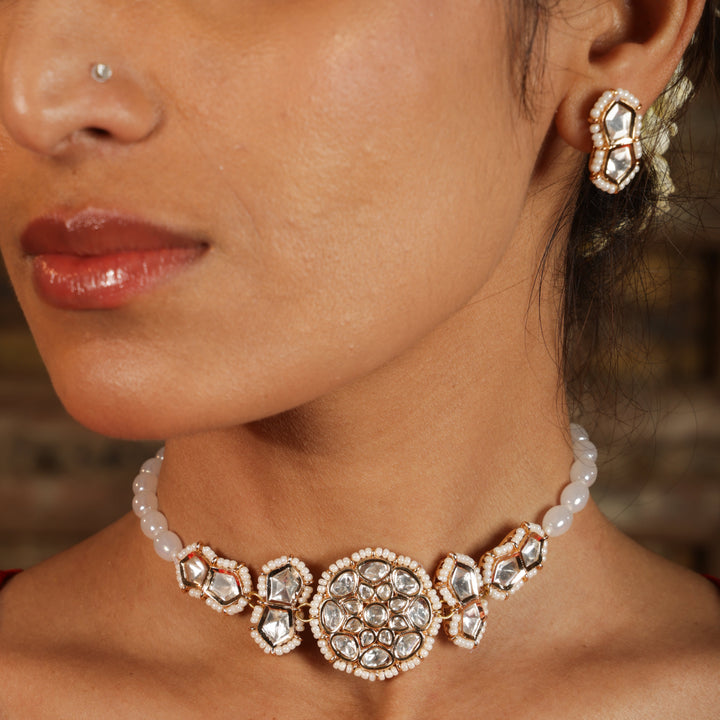 Lumi Pearl Radiance Kundan Necklace Set | SHOBITAM