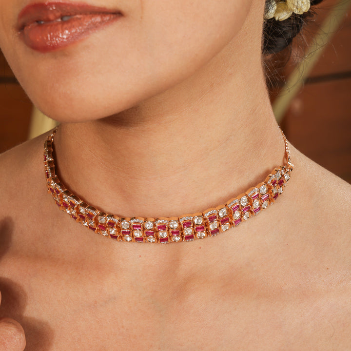 Reya Ruby Glow Kundan Choker Set | SHOBITAM
