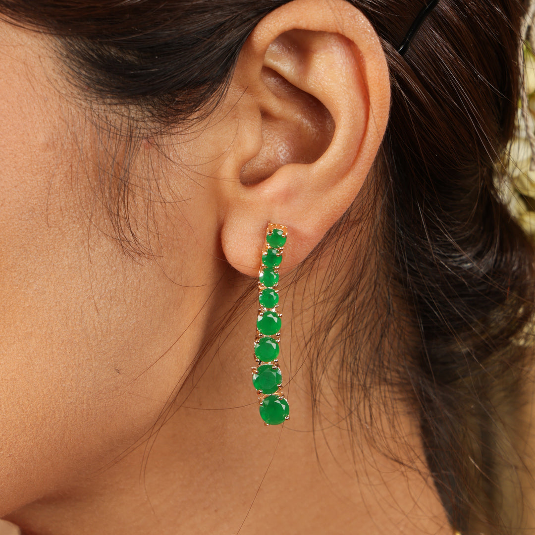 Sumaiya Emerald Glow Modern Necklace Set | SHOBITAM