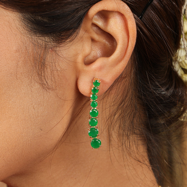 Sumaiya Emerald Glow Modern Necklace Set | SHOBITAM