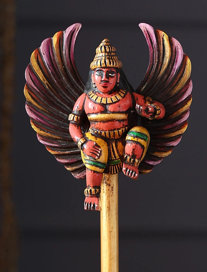 Wooden Handcarved Hand Painted Gandharva on stand | SHOBITAM